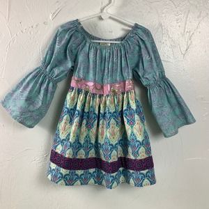 Matilda Jane Peasant Tunic Top multi color Size 8 EUC